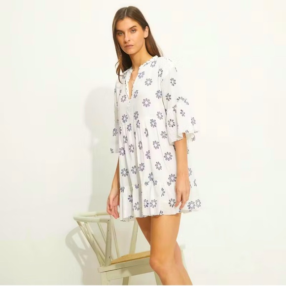 Basement Embroidered Cotton Short Dress - Picture 1 of 12
